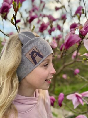 Taupe grey bear headband
